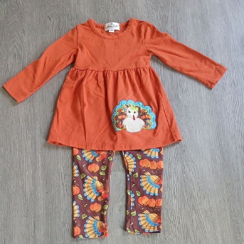 Marie Nicole Clothing Orange and Brown Turkey Pant Set  Sz S